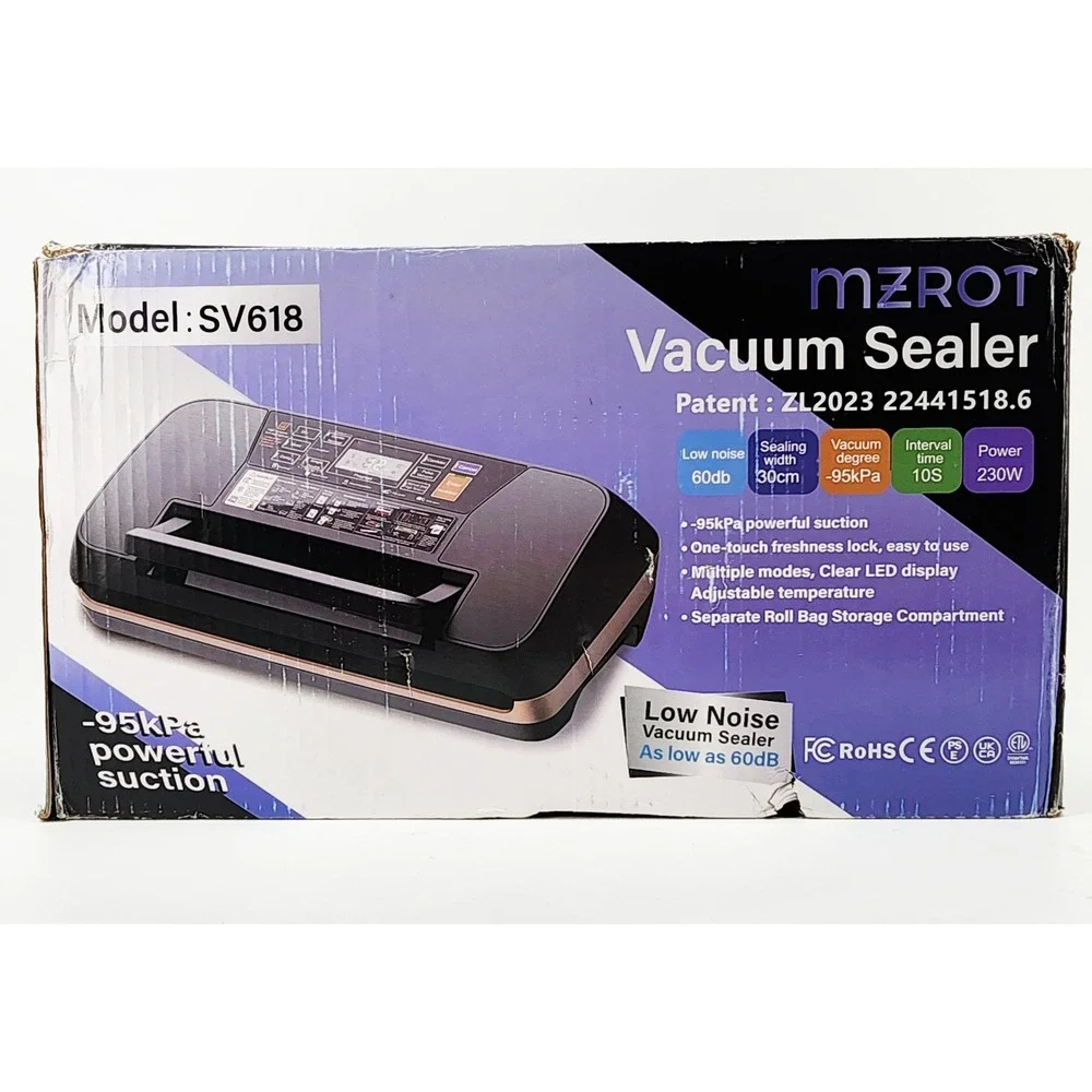 MZROT SV618 Vacuum Sealer Machine Low Noise 95kPa Powerful Suction LCD‎ Display